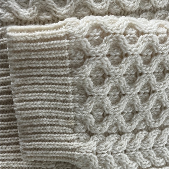 100% Merino Wool Aran Crafts Ireland Cream Cable Knit Sweater XXL - Picture 5 of 8